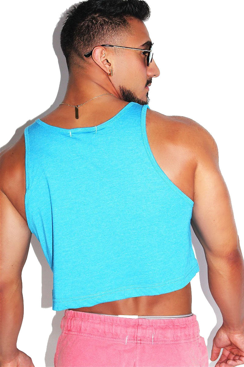 Tease Crop Racerback Tank-Neon Blue
