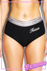 Tease Waistband Boy Short- Black