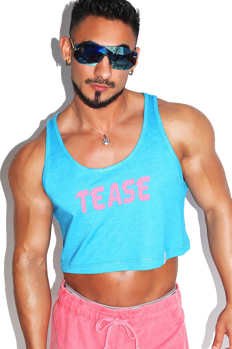 Tease Crop Racerback Tank-Neon Blue