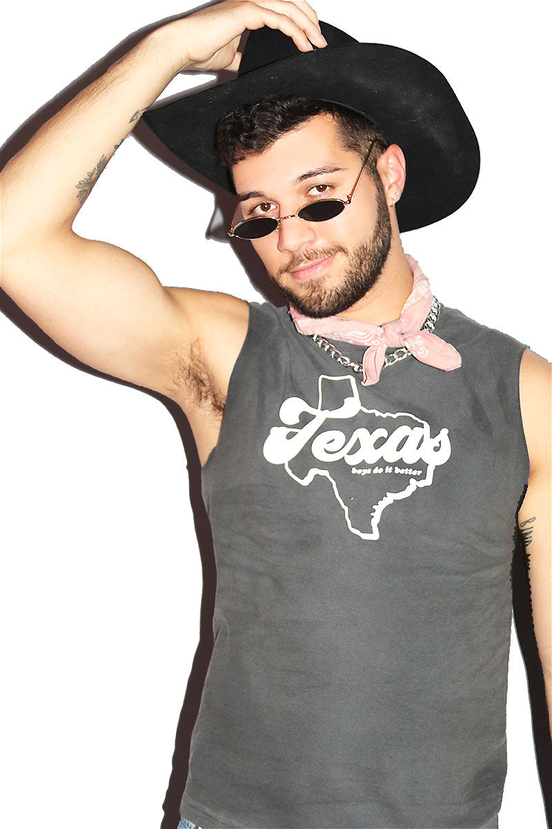 Texas Vintage Sleeveless Tee- Dark Charcoal