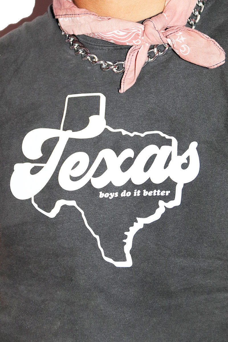 Texas Vintage Sleeveless Tee- Dark Charcoal