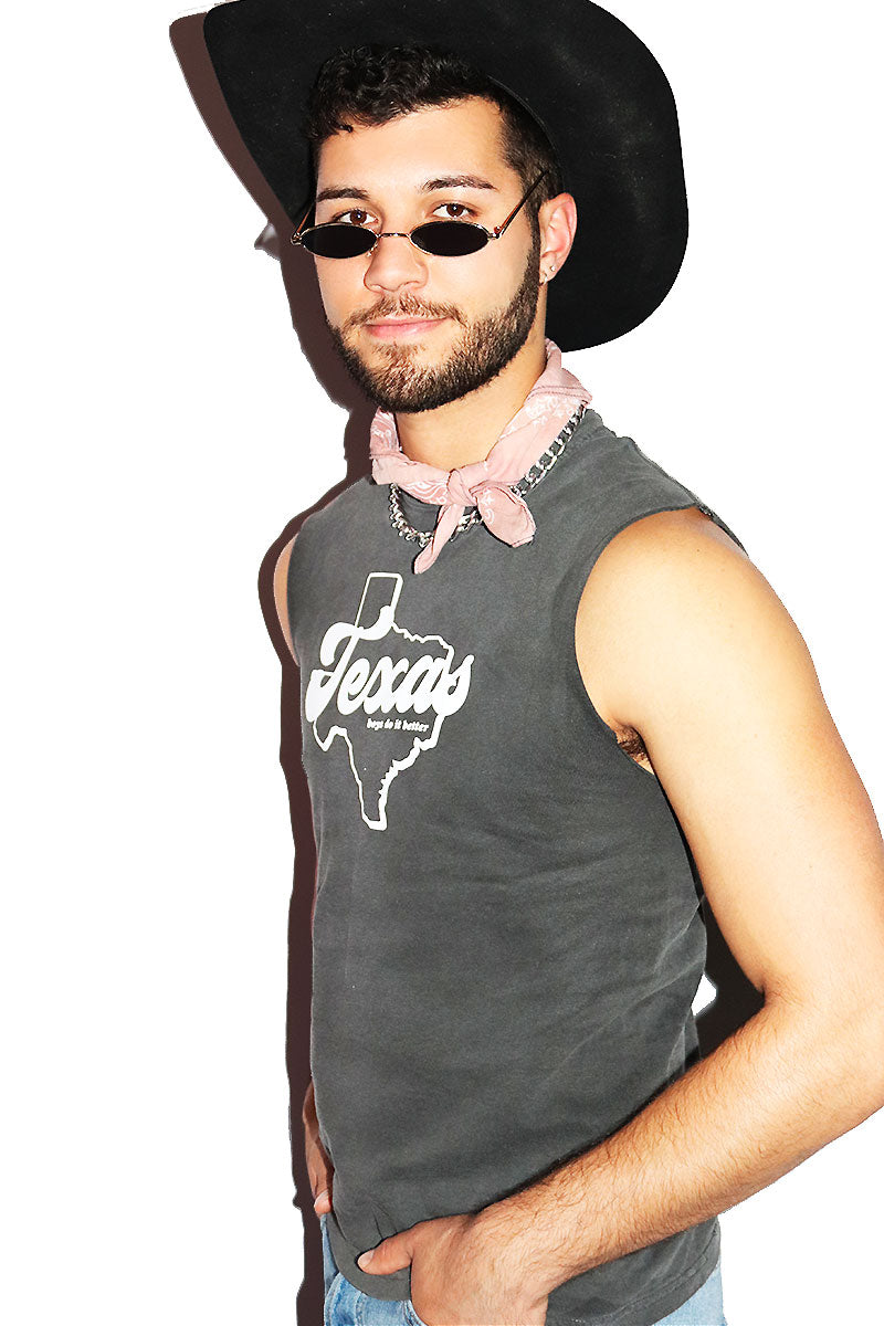 Texas Vintage Sleeveless Tee- Dark Charcoal