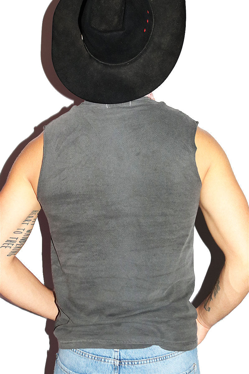 Texas Vintage Sleeveless Tee- Dark Charcoal