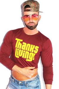 Thanks Living Long Sleeve Crop Tee-Burgundy