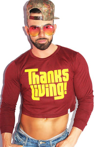 Thanks Living Long Sleeve Crop Tee-Burgundy