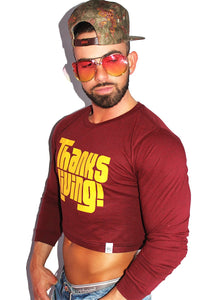 Thanks Living Long Sleeve Crop Tee-Burgundy