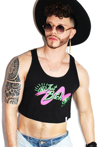 That Bitch Crop Racerback Tank-Black