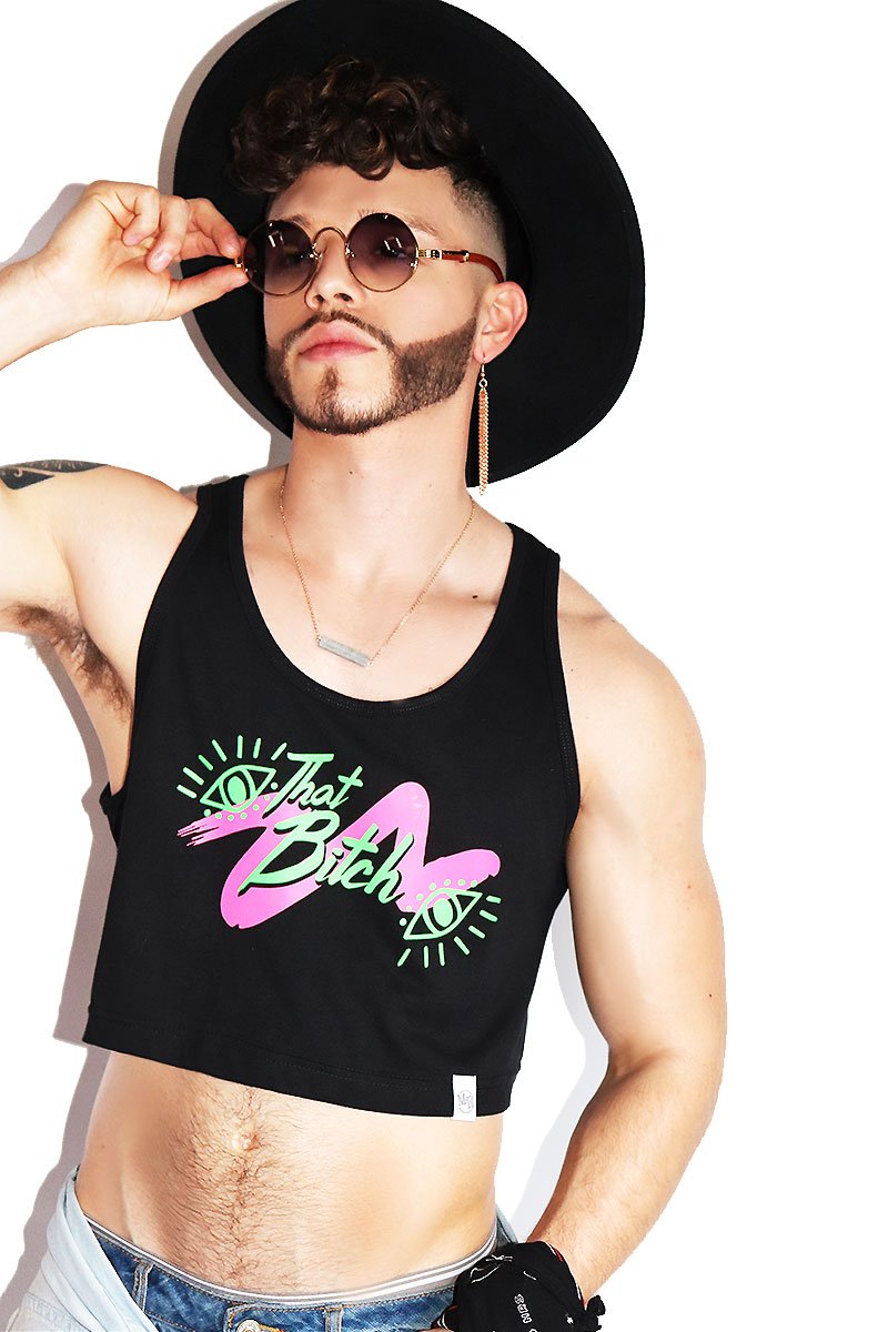 That Bitch Crop Racerback Tank-Black