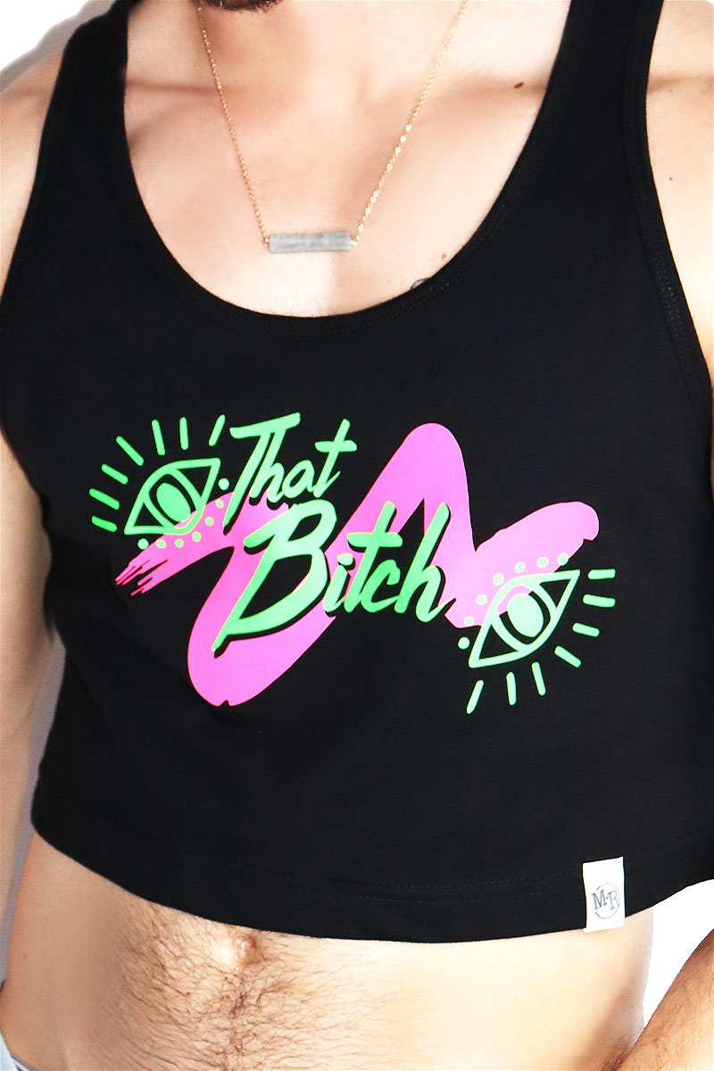 That Bitch Crop Racerback Tank-Black