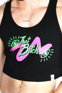 That Bitch Crop Racerback Tank-Black