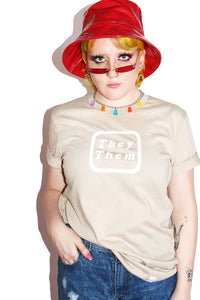 They / Them Pronouns Tee- Tan