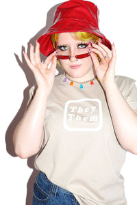 They / Them Pronouns Tee- Tan