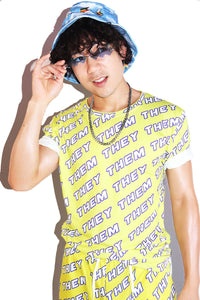 Pronouns They / Them All Over Tee- Yellow
