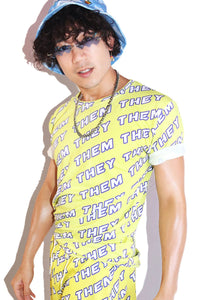 Pronouns They / Them All Over Tee- Yellow