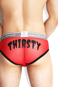 Thirsty Glitter Mesh Brief-Red