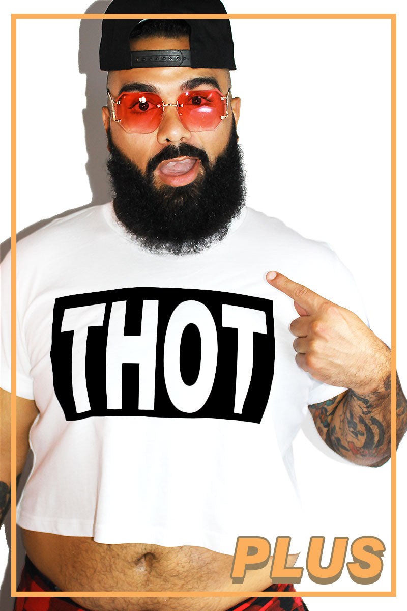 PLUS: THOT Crop Tee-White