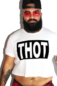 PLUS: THOT Crop Tee-White