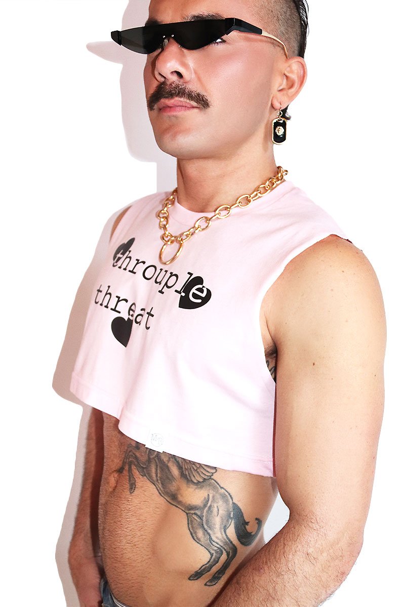 Throuple Threat Extreme Crop Tank-Pink