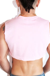 Throuple Threat Extreme Crop Tank-Pink