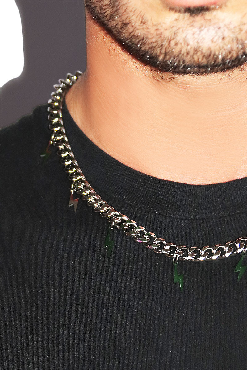 Electric Power Lightning Necklace - Silver