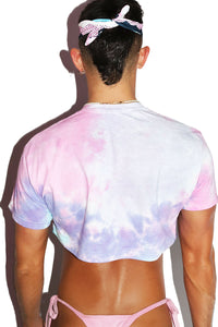 Ecstasy Smile Tie Dye Extreme Crop Tee- Multi
