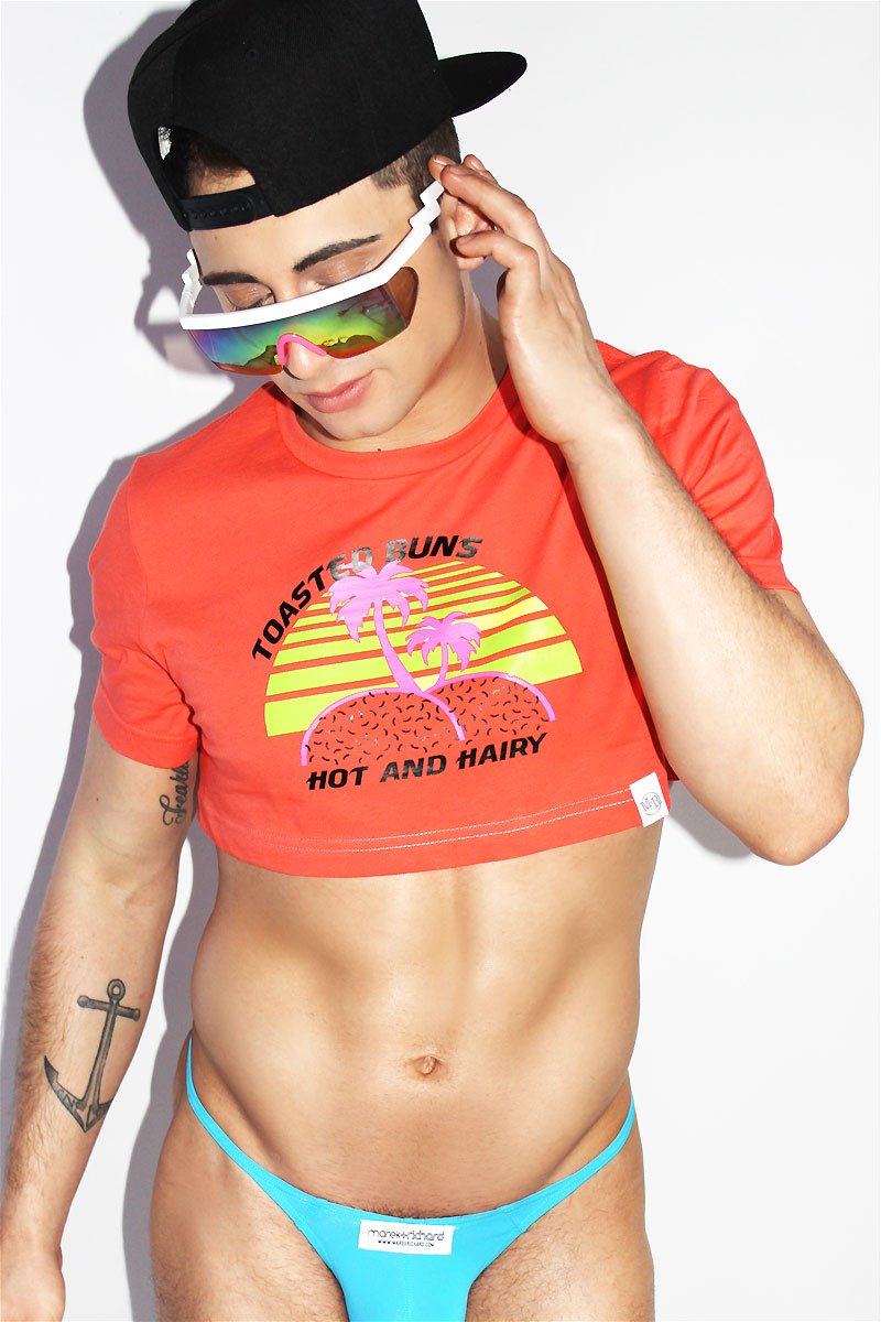 Toasted Buns Extreme Crop Tee-Coral