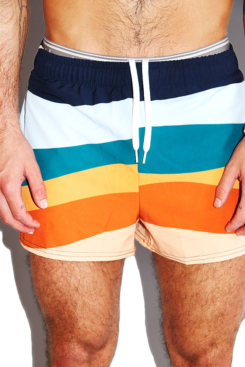 Mountain Desert Scape All Over Active Shorts- Blue