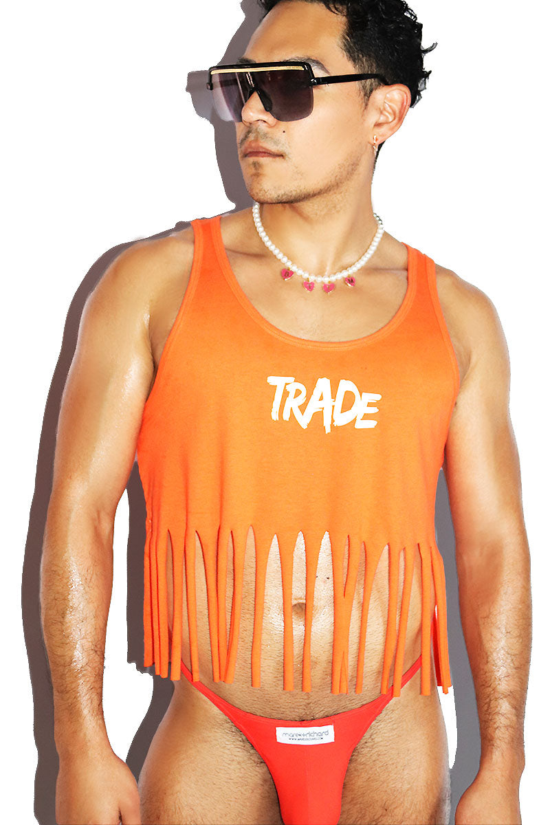 Trade Fringe Racerback Crop Tank- Orange
