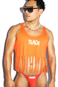 Trade Fringe Racerback Crop Tank- Orange