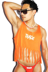 Trade Fringe Racerback Crop Tank- Orange
