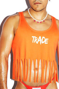 Trade Fringe Racerback Crop Tank- Orange
