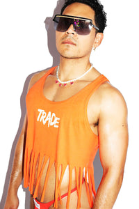 Trade Fringe Racerback Crop Tank- Orange