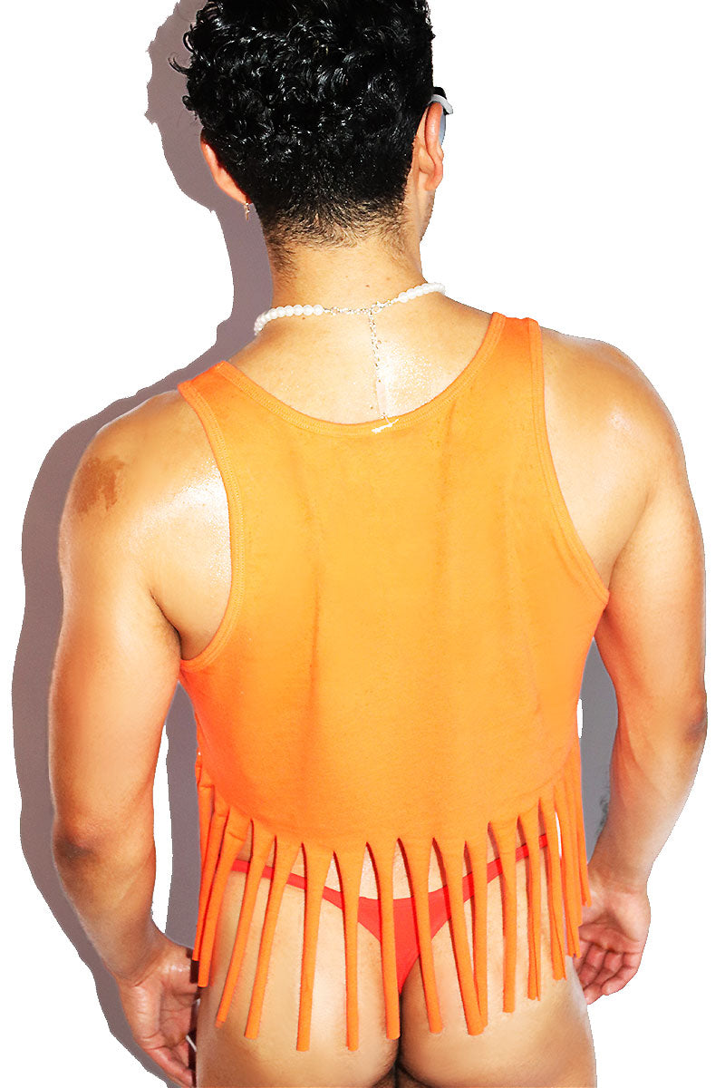 Trade Fringe Racerback Crop Tank- Orange