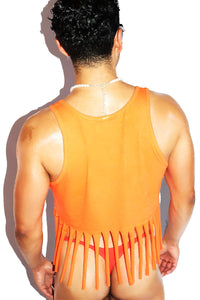 Trade Fringe Racerback Crop Tank- Orange