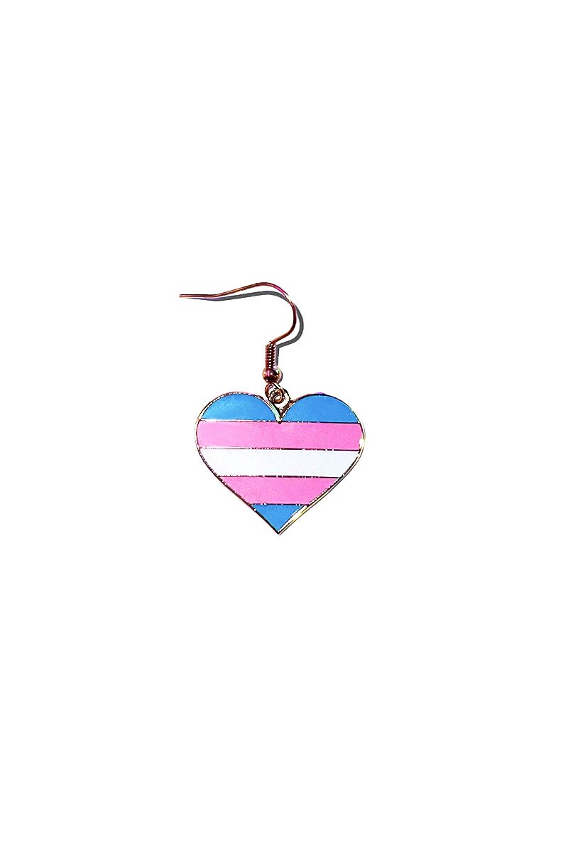 For the Love Trans Heart Single Earring- Gold