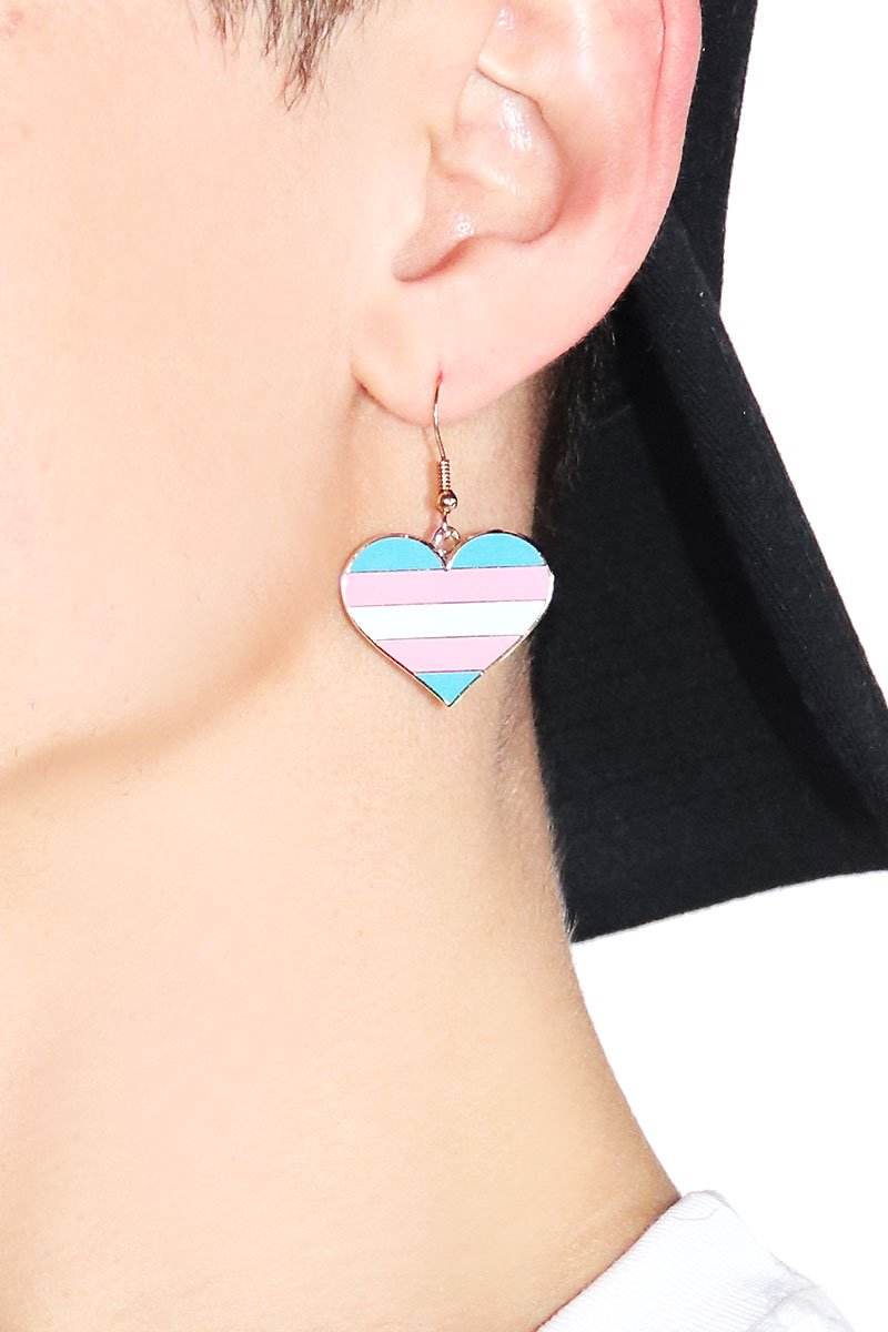 For the Love Trans Heart Single Earring- Gold