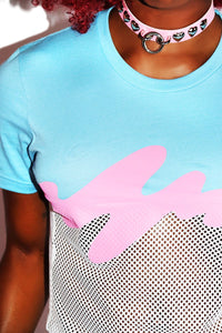 Trans Tidal Wave Mesh Unisex Tee- Sky Blue