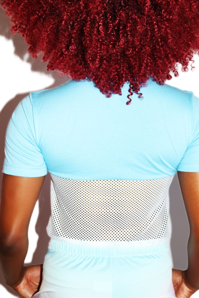Trans Tidal Wave Mesh Unisex Tee- Sky Blue