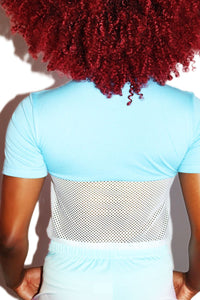 Trans Tidal Wave Mesh Unisex Tee- Sky Blue