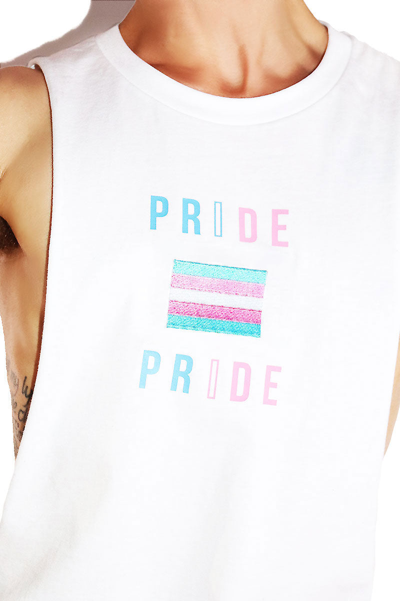 Trans Pride Low Arm Tank- White