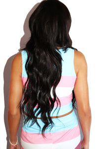 Trans Flag All Over Print Fitted Crop Tank- Sky Blue