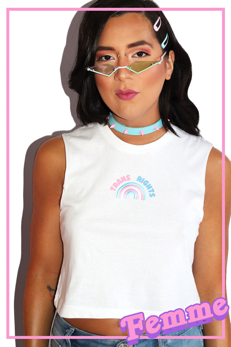 Trans Rights Crop Tank- White
