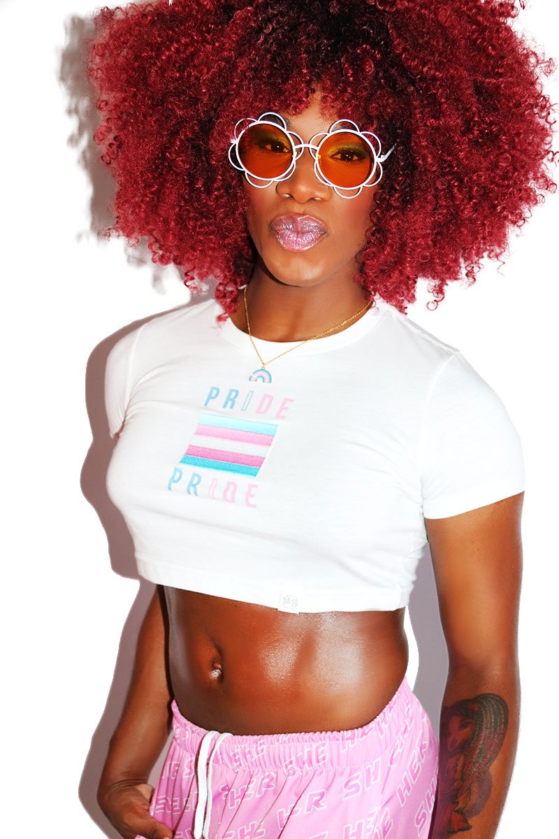 Trans Pride Fitted Crop Tee- White