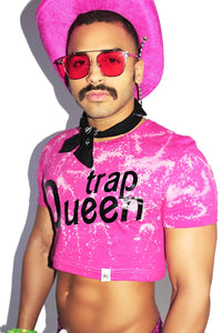 Trap Queen Crop Tee- Fuchsia