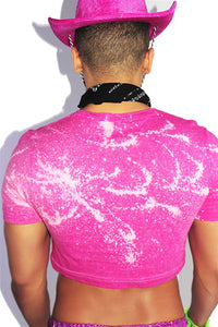 Trap Queen Crop Tee- Fuchsia