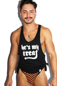 He's My Treat String Tank- Black
