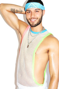 Miami Mesh Low Arm Tank- White