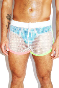 Miami Mesh Running Shorts- White