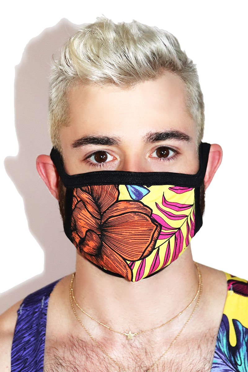 Tropical Face Mask- Black