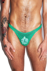 Turtle Shell Crochet Bikini Brief- Green